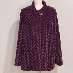 Dennis Basso Deep Burgundy Teddy Jacket Size L